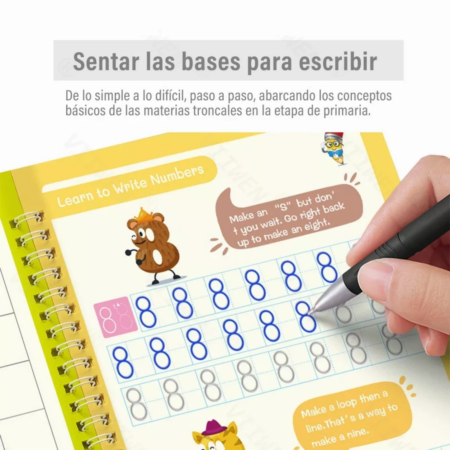 Pack de 4 Cuadernos Mágicos Caligrafía Montessori