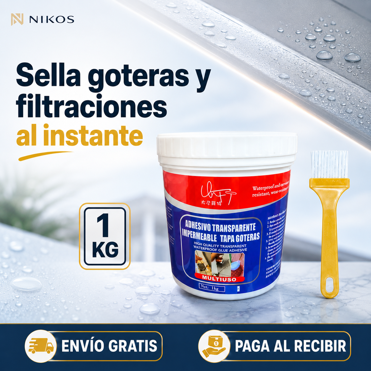 Super Sellador Transparente impermeable 1kg