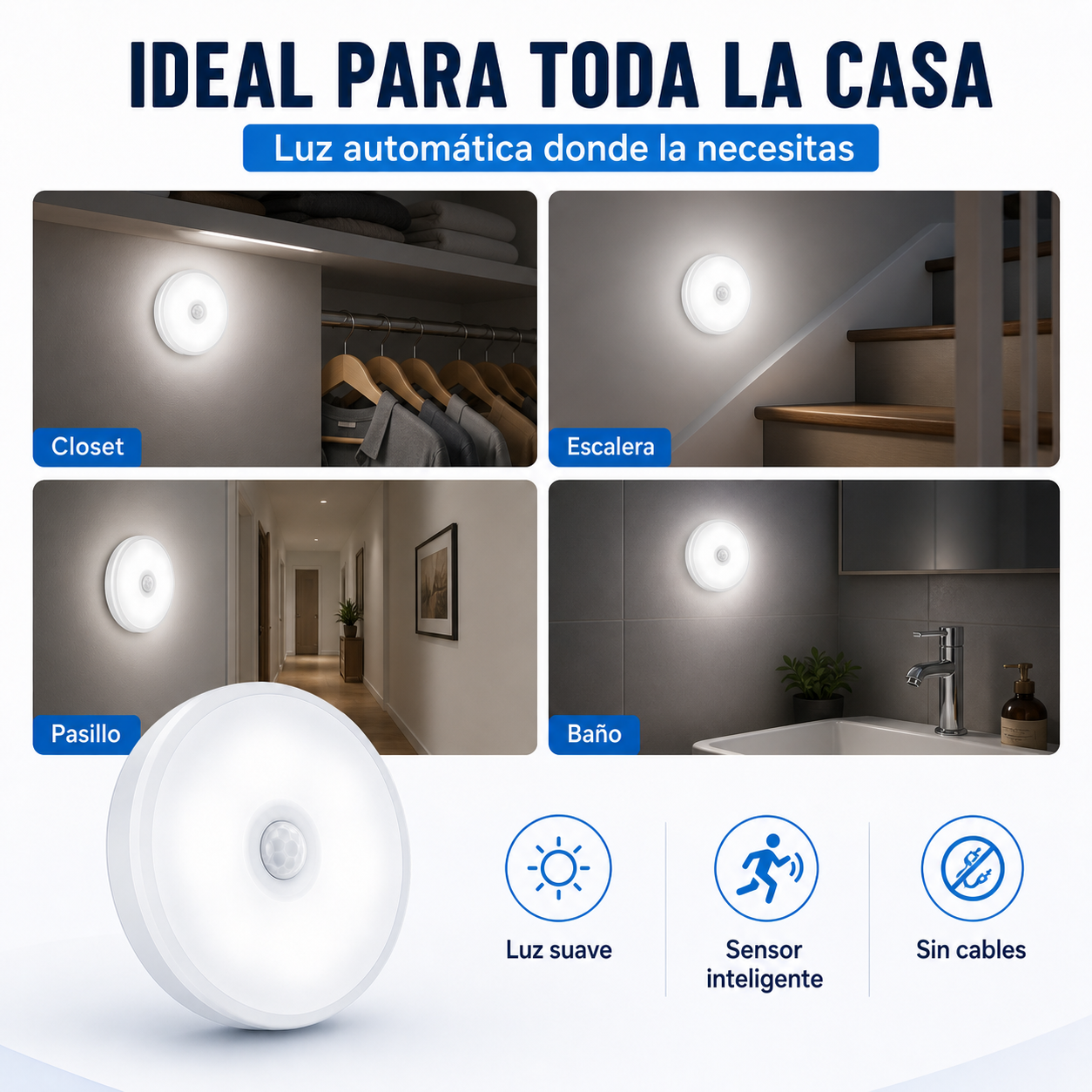 Pack de 3 Luces LED con Sensor de Movimiento