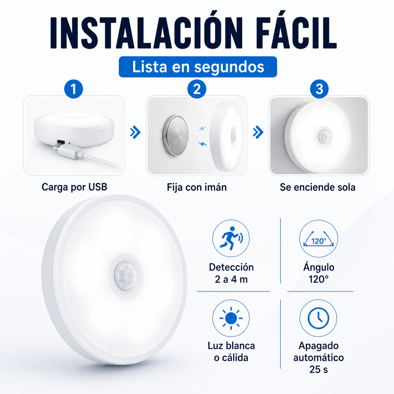 Pack de 3 Luces LED con Sensor de Movimiento