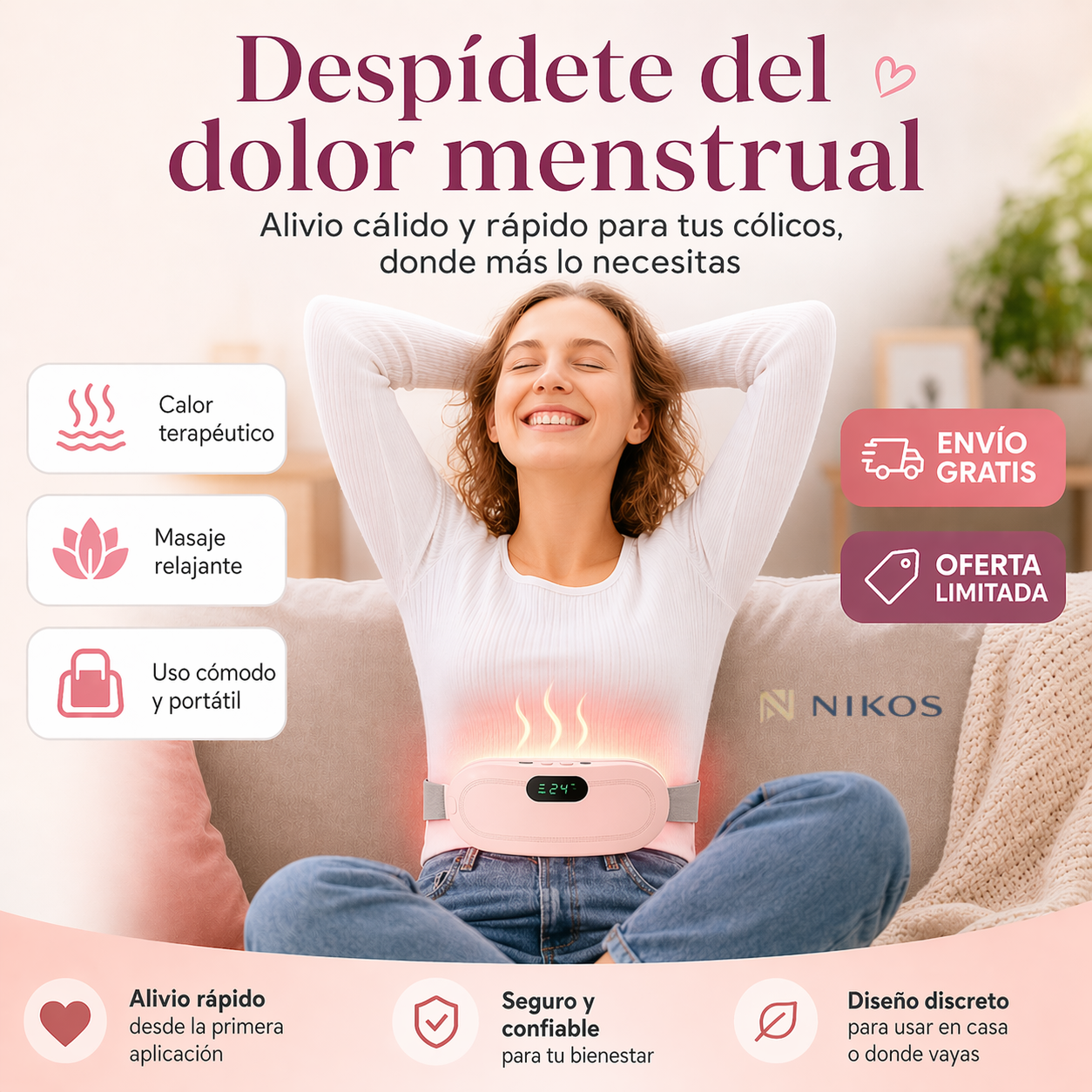 Cinturón Dolor Menstrual Termico Masajes