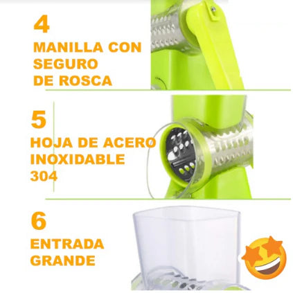 Rallador Cortador Multifunción con 3 Cuchillos de Acero Inoxidable