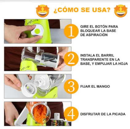 Rallador Cortador Multifunción con 3 Cuchillos de Acero Inoxidable